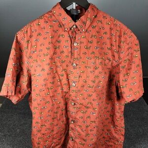 Duluth Trading Untucked Shirt Men's Large AOP Tractors Relaxed Fit Button Down
